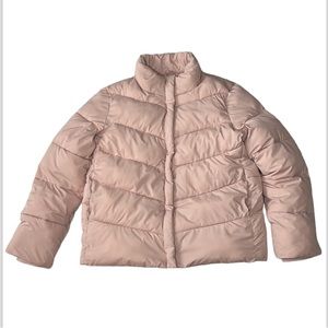 EXPRESS Blush Pink Puffer Winter Coat Full Zip & Snap Closure Jacket Size Large